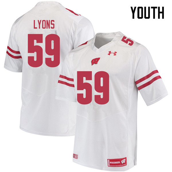 Wisconsin Badgers Youth #59 Andrew Lyons NCAA Under Armour Authentic White College Stitched Football Jersey AX40F22BM
